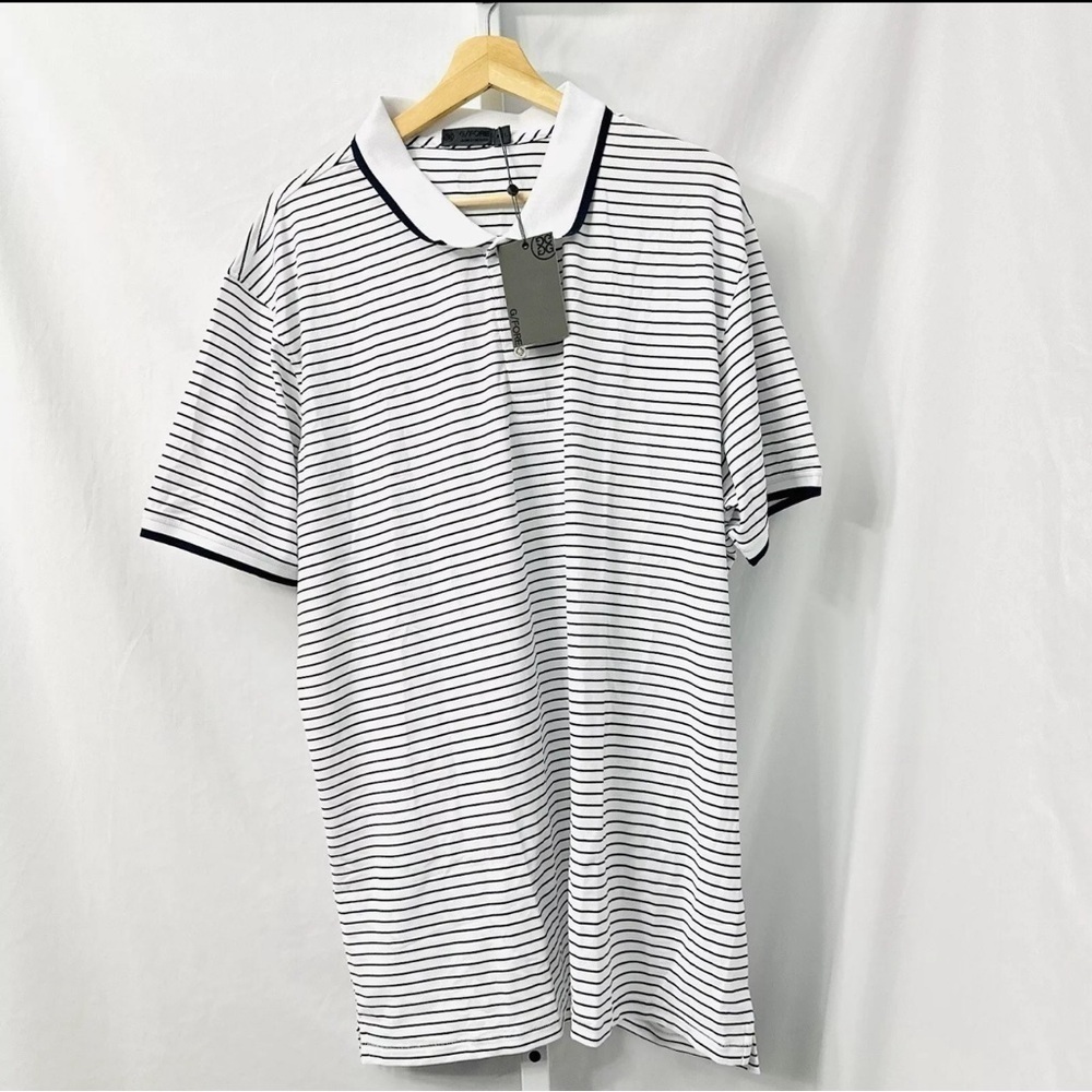 G/Fore Short Sleeve Golf Polo Shirt Mens 2XL XXLarge White Stripe $110